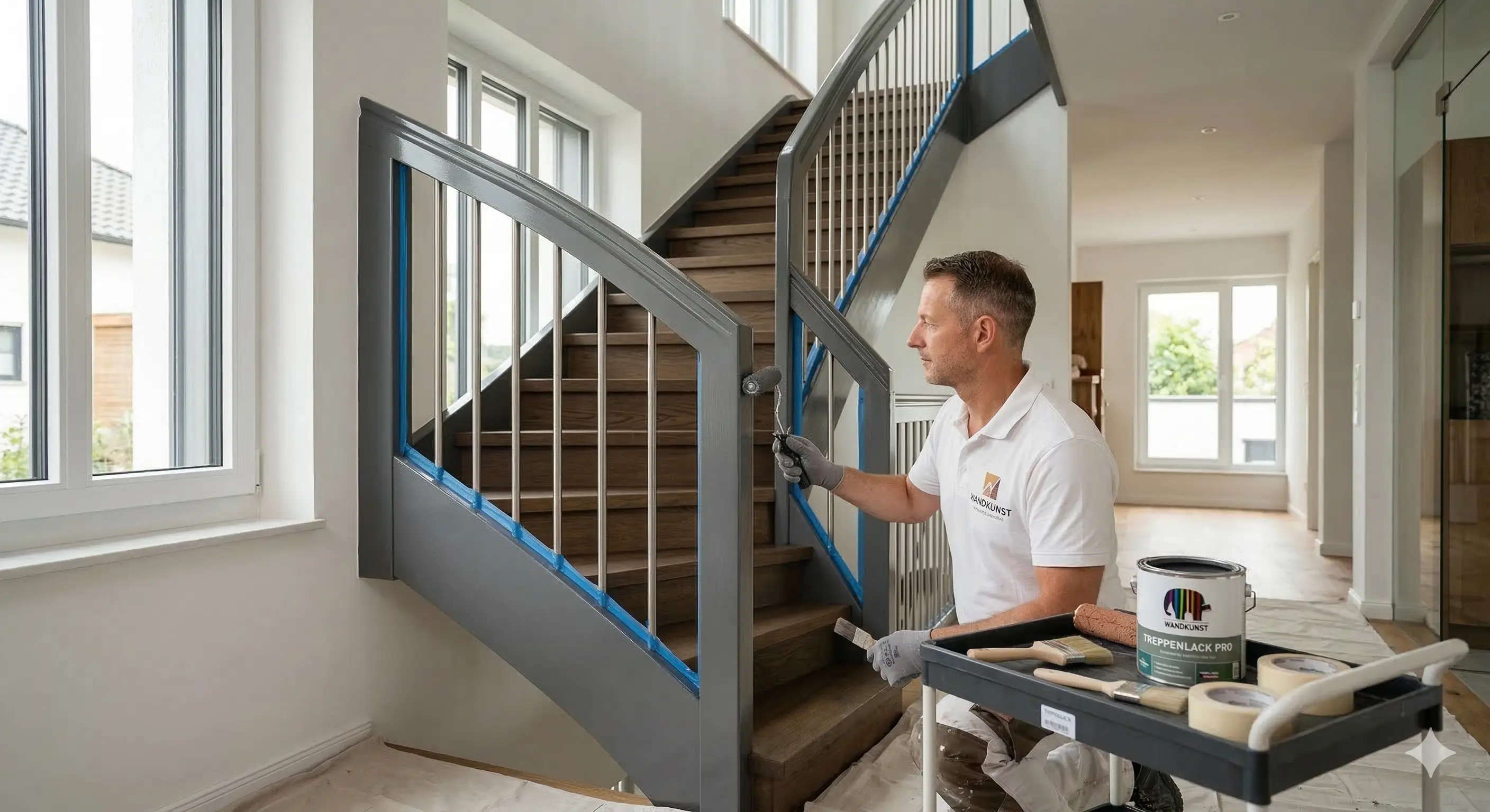 Handwerker bei professionellen Lackierarbeiten